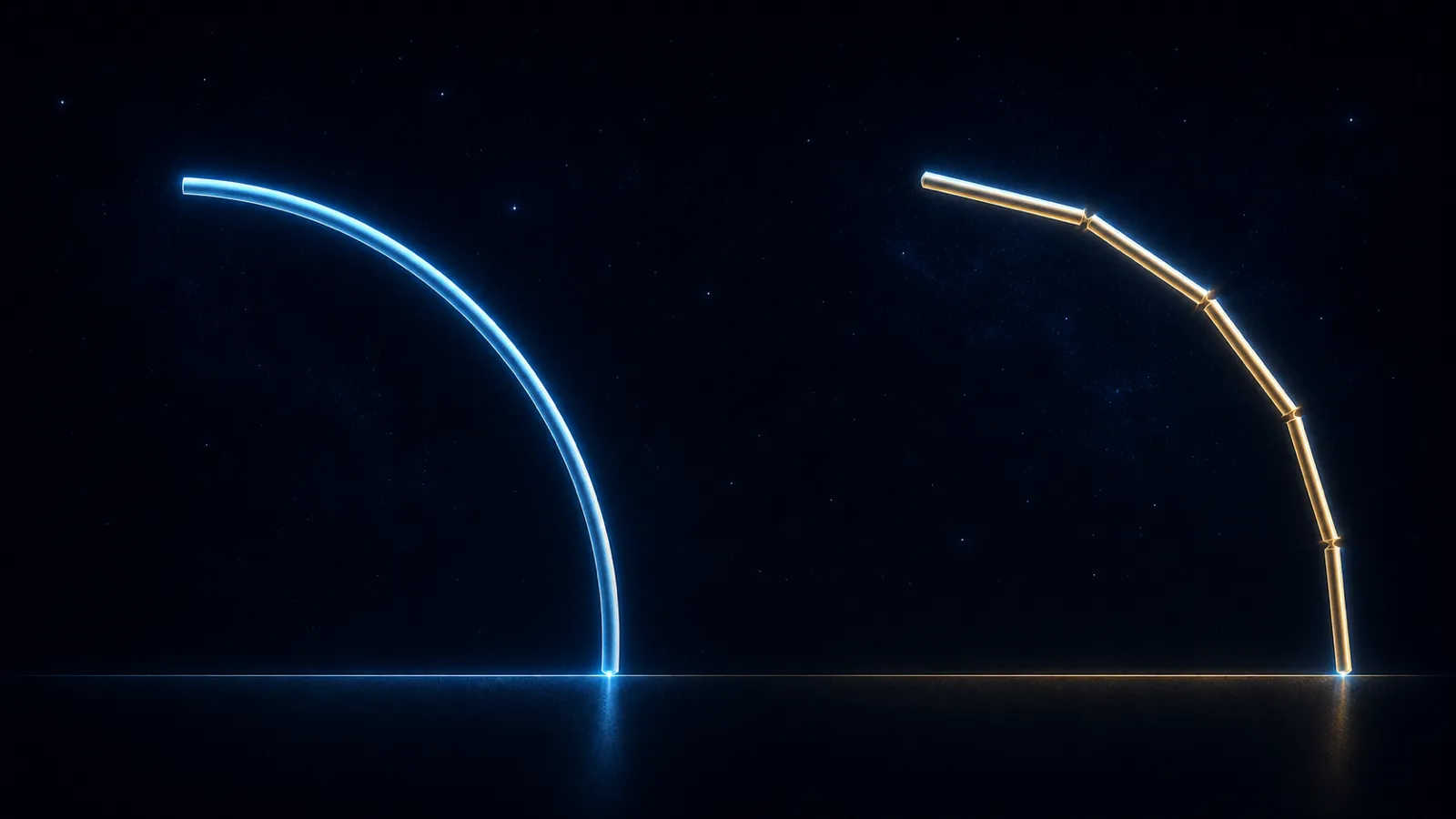 A zoom comparison between a true circle and a many-sided polygon, revealing the straight edges hidden in the polygon.