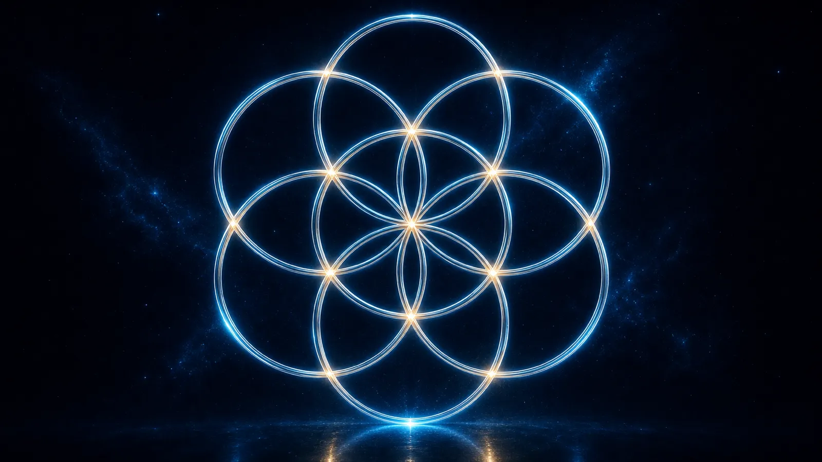 The Seed of Life pattern that sits at the center of the House of Mystics logo.
