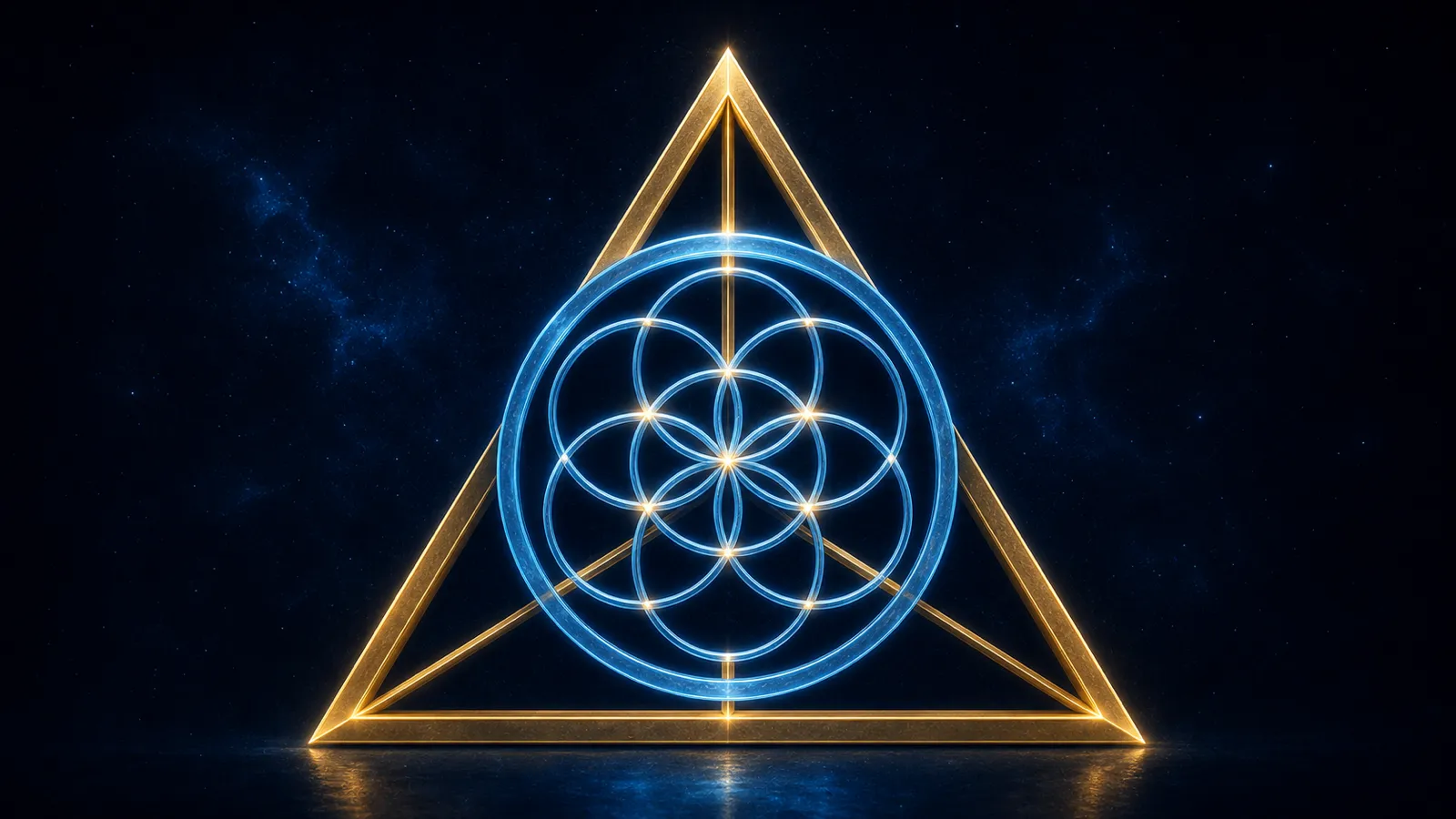 The black and white House of Mystics logo showing the Seed of Life at the center of the circle.